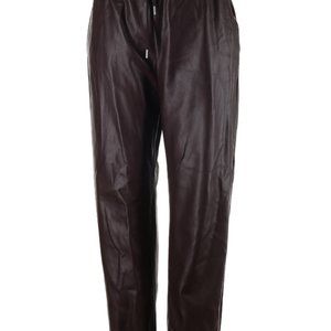 Silva Dark Brown Faux Leather Mid-Rise Joggers